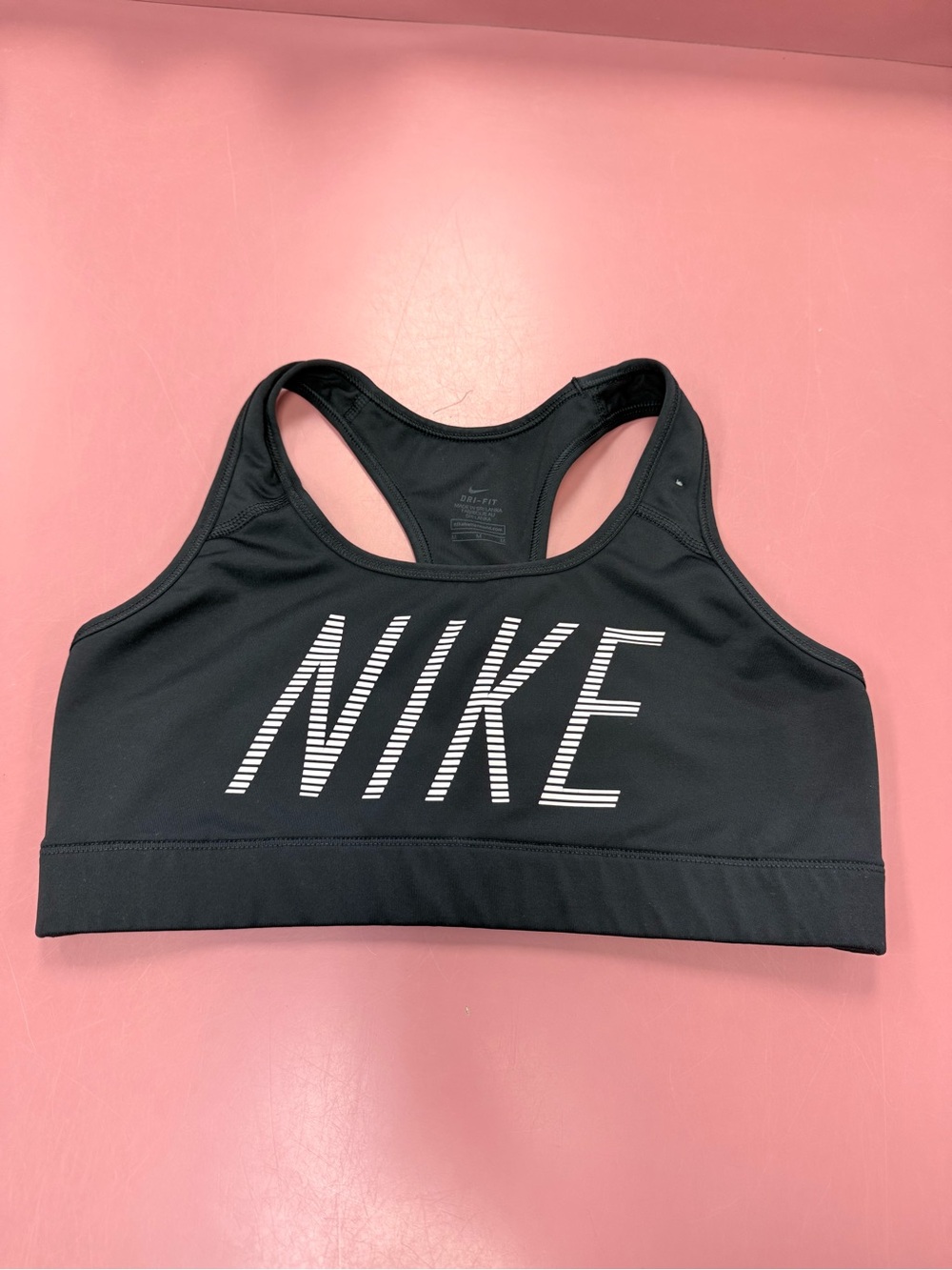 Nike Black Racerback Sports Bra with White Logo